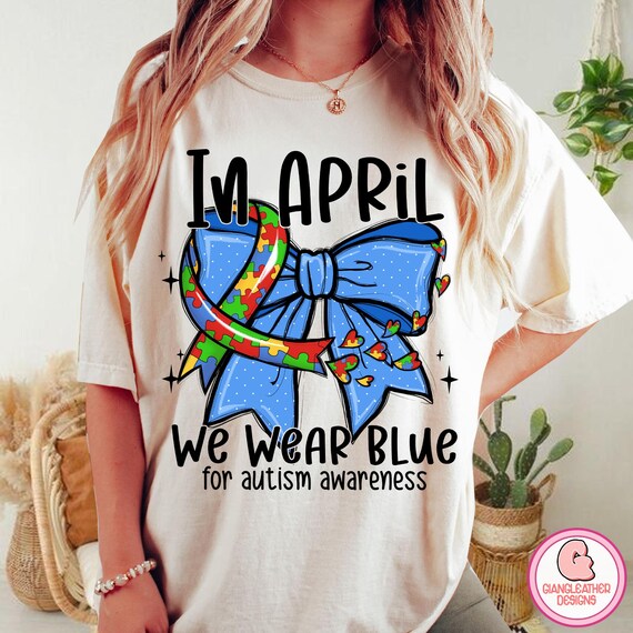 In April we wear blue png, autism coquette bow png, accept love understand png, autism png, brushstroke autism png, autism Awareness png