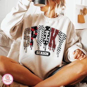 Spooky Season Png, Halloween Png, Spooky Letters Png, Halloween Sublimation, Cute Spooky Fall Shirt Design, Leopard Checkered Cherry Print