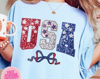 Sequin USA png,Coquette 4th Of July PNG,4th Of July Png,Coquette bow Png,Fourth of July Png,USA embroidery png,4th of July shirt,usa varsity