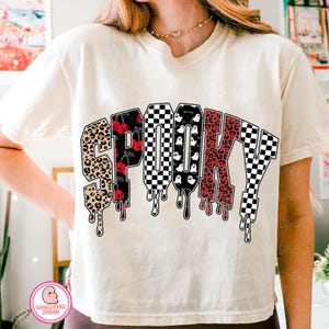 Spooky Season Png, Halloween Png, Spooky Letters Png, Halloween Sublimation, Cute Spooky Fall Shirt Design, Leopard Checker Cherry Print