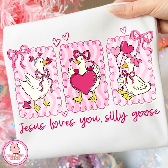 Jesus Loves You Png, Goose Valentine Png, Vintage Coquette Valentine Png, Valentine coquette Png, Loved John 3:16 Png, Silly Goose Png