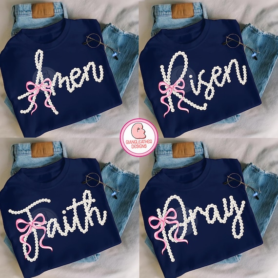 Pearl Jesus Bundle png, Religious Easter Shirt png, Amen png, Faith png, Pray png, Girly Christian png,Aesthetic Christian png,Bow Christian