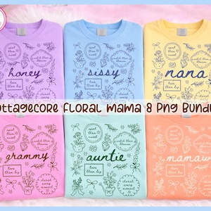 Cottagecore Floral Mamaw 8 Png Bundle, Mama Png, Retro Mama png, Floral Mama png, Grammy Mamaw, Nana, Honey, Auntie Floral Cottagecore Png image 1
