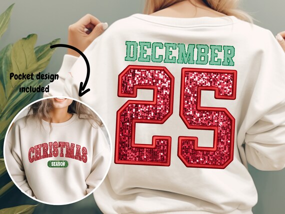Christmas Season Varsity png, 25 December varsity png, merry christmas faux sequin png,Faux Glitter Christmas Png Sublimation, christmas png