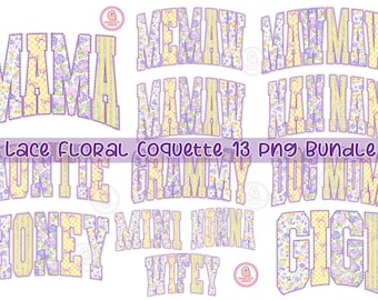 Floral Lace Mama Bundle png, Cottagecore Mama Png, Retro Mama png, Floral  Mama png, Gigi Floral png, Mother's Day,Mama Bundle Png, mimi Png