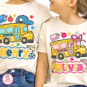 Back To School Png, Coquette School Girl Design, Preppy School Bus With Name And Bow Png, Custom Teacher Name Png, Digital Design,School Bus
