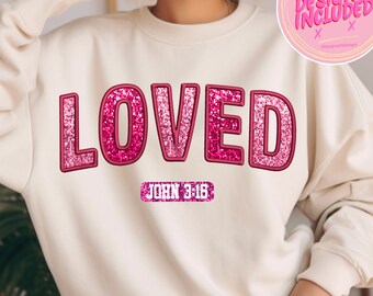 Loved John 3:16 png,loved varsity png,loved faux sequin png,valentine faux sequin png,valentine bible verses Png ,valentine glitter png