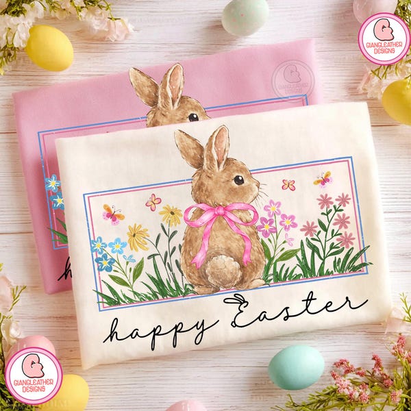 Happy Easter Png, Easter Bunny png, Coquette Easter png, Retro Easter png, Girly Easter Kids Bow, Bunny png, Spring Floral Png, Easter png