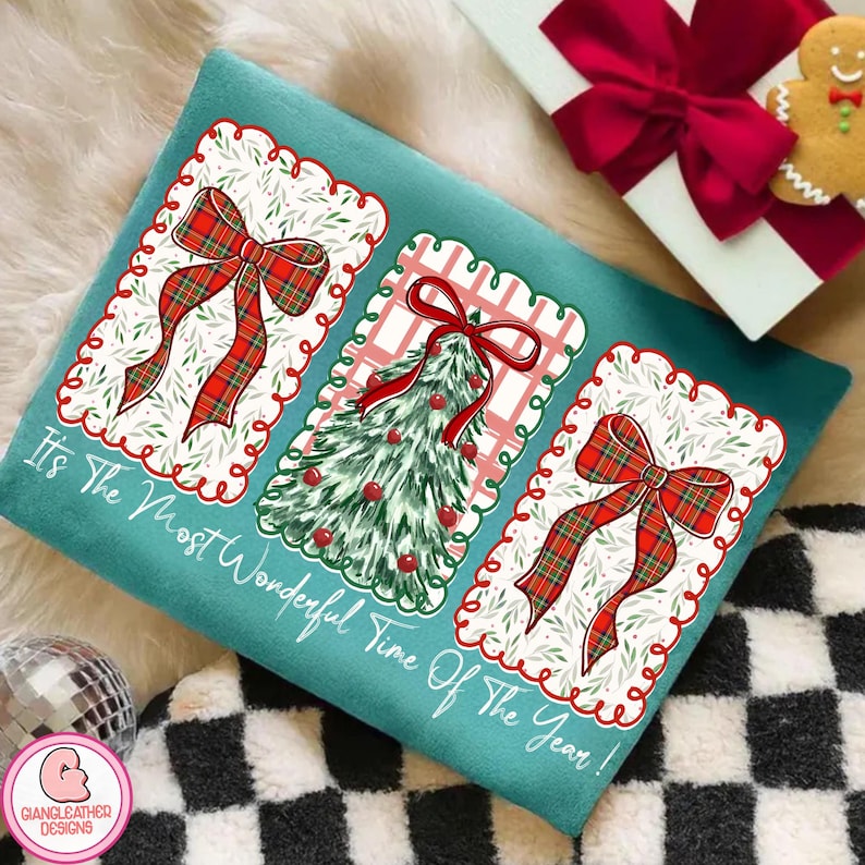 Coquette Christmas Checkered Red Plaid png, Christmas Png, Preppy christmas png, Christmas png, Retro Christmas png, Christmas Doodle Png image 2
