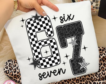 Six Seven PNG, Internet Joke Digital Design, Trending Social Media humor, Viral TikTok Phrase Funny Saying PNG, Six Seven 6 7 Meme PNG