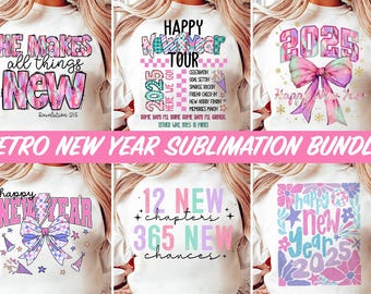 New year Coquette 2025 png bundle, New Year tour 2025 png, He makes all things new png, 2025 doodles, 12 new chapters png,retro new year png