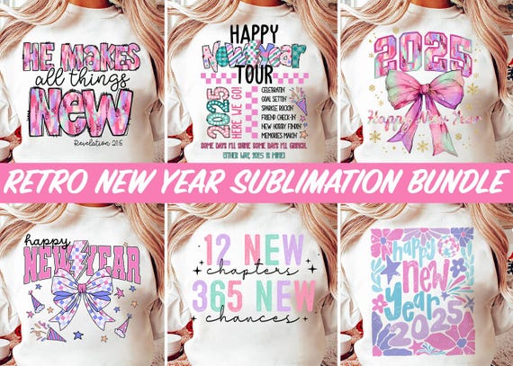 New year Coquette 2025 png bundle, New Year tour 2025 png, He makes all things new png, 2025 doodles, 12 new chapters png,retro new year png