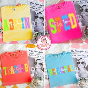 School Occupation PNG Bundle, Bright Neon Girly Png, Preppy First Day of School, Digital File, Back to School Teacher Sped Para Counselor