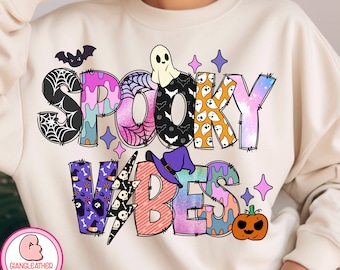 Spooky vibes png,glitter halloween png,Halloween Png,Halloween Sublimation Design,Retro Halloween Png,Halloween Shirt,spooky season png
