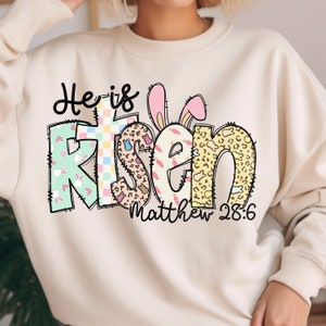 He is Risen png,Matthew 28:6,Risen png,retro easter doodle png,Easter Christian Png,Easter bible verse png,Risen doodle png,retro easter png