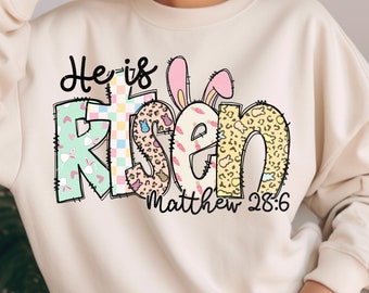 He is Risen png,Matthew 28:6,Risen png,retro easter doodle png,Easter Christian Png,Easter bible verse png,Risen doodle png,retro easter png