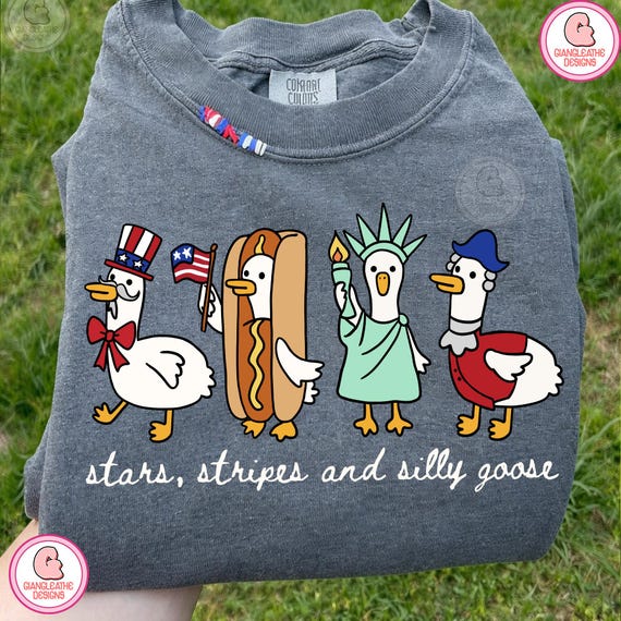 Stars Stripes And Silly Goose Png, Red, White And Goose png, Independence Day Png, American png, Just An America Goose,Goose 4th of July Png