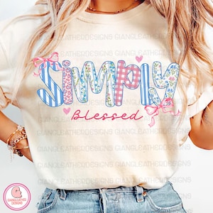 Simply Blessed Coquette Png, Retro Christian Png, Faith png, Christian Coquette PNG, Religious Png, Bible Verse Png, Bow Png, Pink Coquette