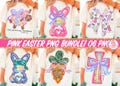 Brushstroke bunny easter png bundle, bunny coquette bow png, he is risen png, easter png, retro easter png, Girls easter png, preppy easter