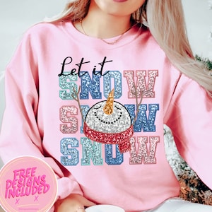 Let it Snow Snowman Png,Faux Sequin snowman png,Faux Embroidery winter png,Sparkly Snowman Png,Faux Sequin let it snow png,let it snow png