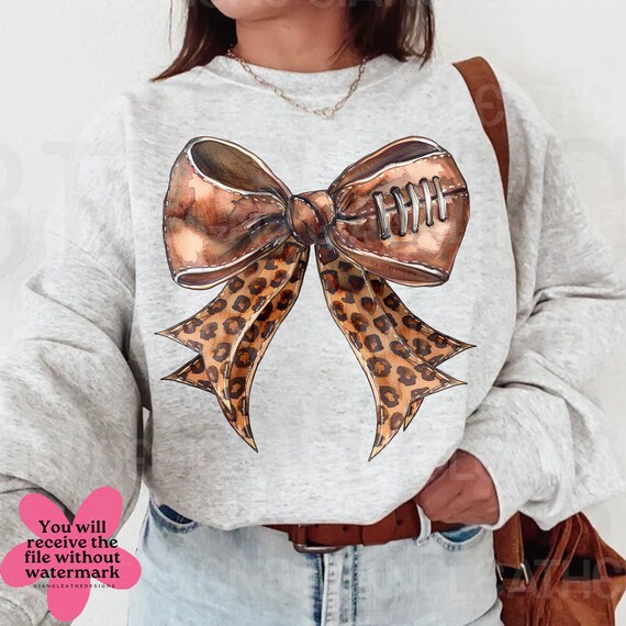 thumbnail interactive-video image 1 of Women's Football Sweatshirt - Cute Football Bow Graphic Pullover Long Sleeve Top 1 of 9