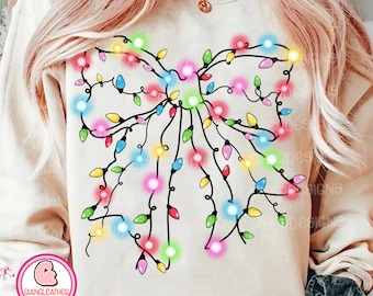 Christmas Light Bow png, Christmas Coquette Bow Png Design, Christmas Light Png, christmas png, Xmas Coquette Bow png, Christmas Sublimation