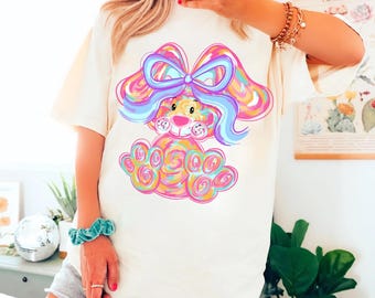 Coquette de Pâques lapin coup de pinceau, noeud de lapin png, lapin rose png, png de Pâques, png de Pâques rétro, png, pâques filles png, pâques preppy png
