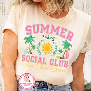 Summer vibes Social Club png,Retro summer PNG,Summer Png,Summer varsity Png,Trendy summer Png,Sun salt sand Png,Summer Sublimation Designs