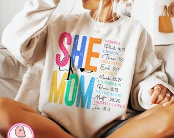 She is mom svg png, She Is Strong png, mama png, mother's day png, bible Verses Svg png, Mom Png, Empowered Women svg png, Christian mom png