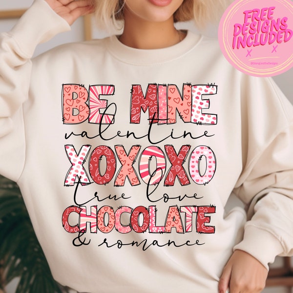 Be mine valentine xoxoxo true love chocolate & romance png,Retro valentine doodle png,valentine doodle quote png,xoxo png,valentines day png