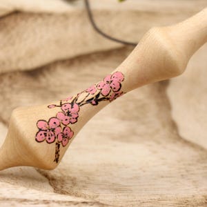 CHERRY BLOSSOM ELOIR Maple wood supported spindle for supported spinning - supposed to spin your own yarn by hand