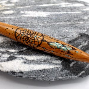 DREAMCATCHER Plum wood supported spindle for supported spinning - supposed to spin your own yarn by hand