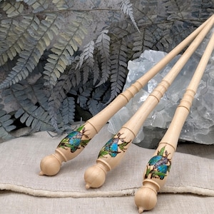 CELESTIAL MOTH MERLIN Maple wood supported spindle for supported spinning - supposed to spin your own yarn by hand