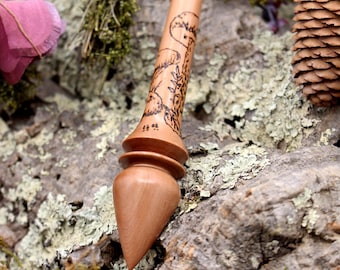 AUTUMN WOODS SHAY Perenhouten ondersteunde spindel voor ondersteund spinnen - wordt verondersteld je eigen garen met de hand te spinnen