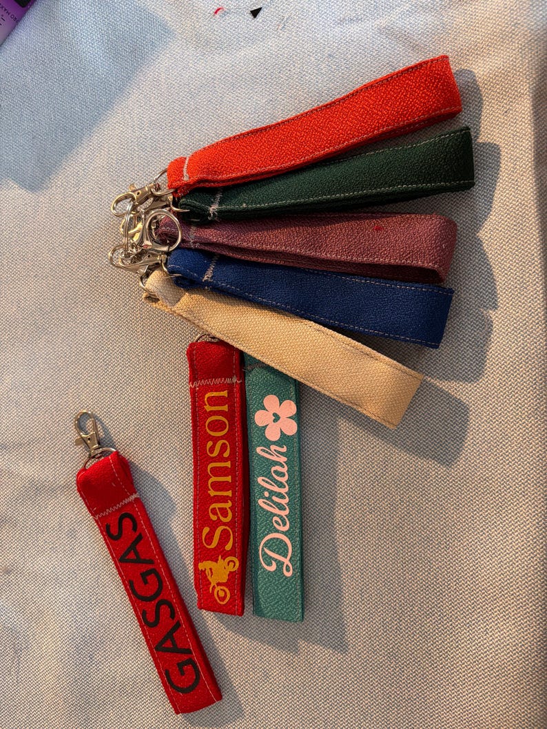 Wristlet Keychains/ Labeled Handles HANDMADE [personalised] - Etsy