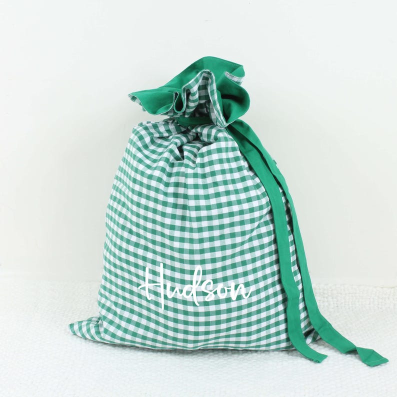 Personalised Santa Sack, Personalised Santa Sacks, Gingham Santa Sack