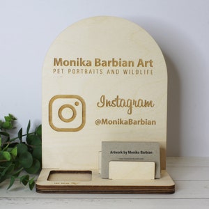 Wooden Square Dock | Personalised Square Reader Holder | Personalised Business Card Holder | Business Market Sign