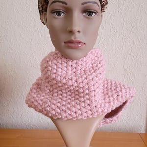 Hand Knitted Neck Warmer/Cowl - Pink