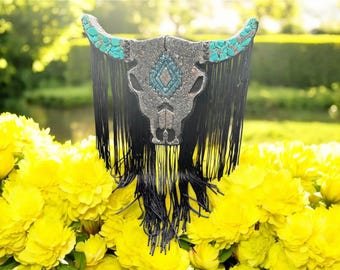 Turquoise Bull Skull Car Freshie: Western Car air freshener.