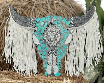 Turquoise Bull Skull Car Freshie: Western Air Freshener