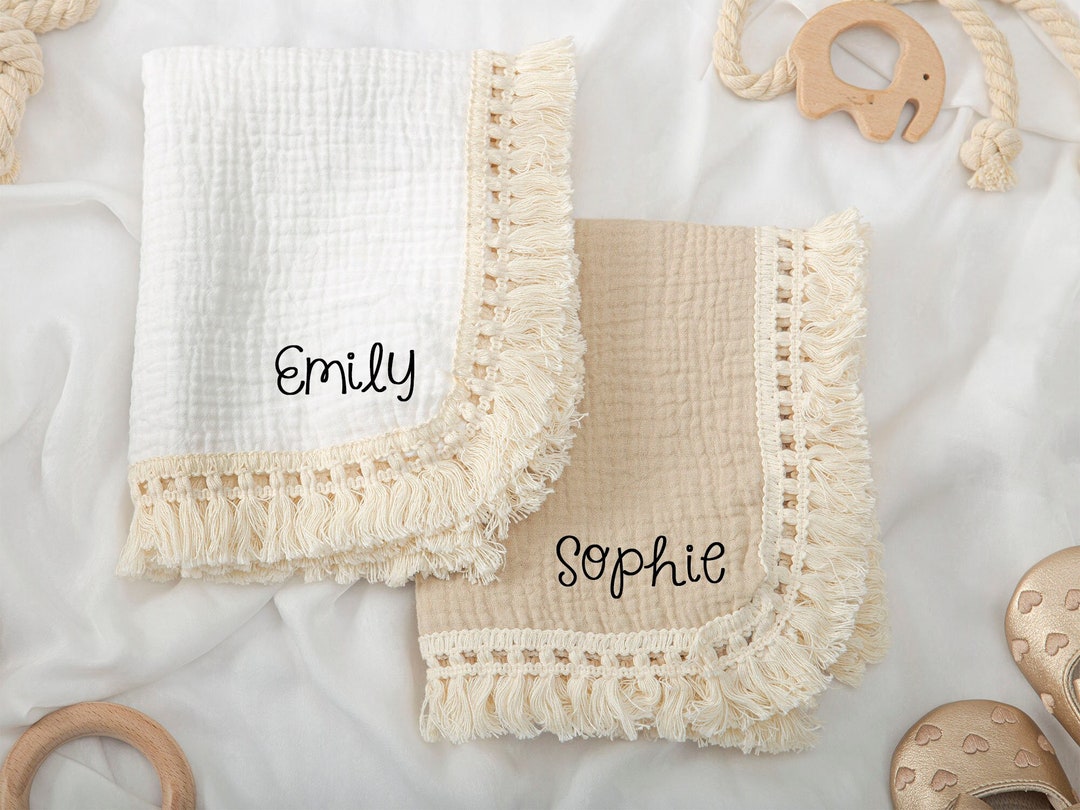 Fringe Baby Blanket Personalized Newborn Blanket Boho Baby Etsy