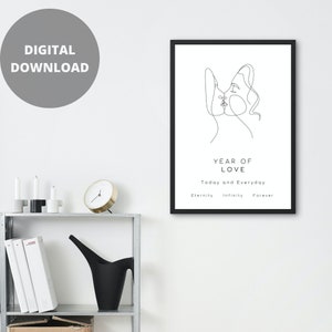 LESBIAN Couple Line Art Print, Queer Art Print Digital Download, Couple Wall Art, Single Line Art, Black and White, Bedroom Wall Art, WLW