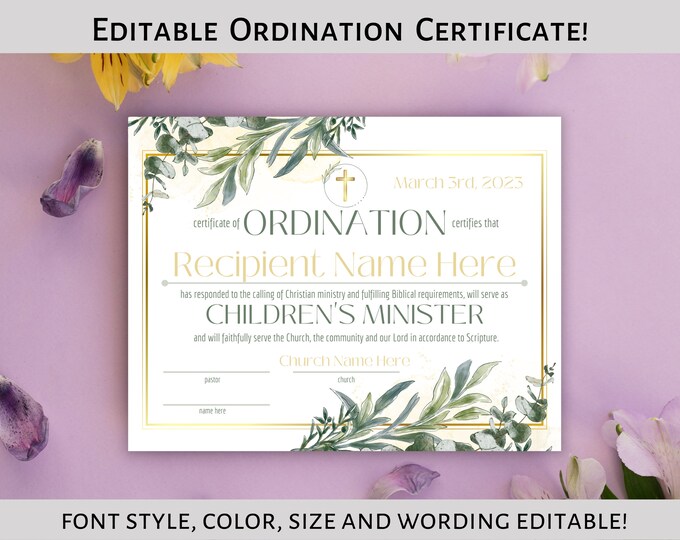 Editable Ordination Application Form This item is unavailable - Etsy