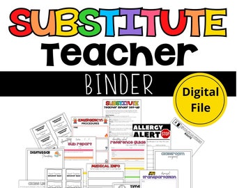 Substitute Teacher Binder, Substitute Teacher Printables, Substitute Teacher Notes, Substitute Teacher Ideas, Substitute Teacher