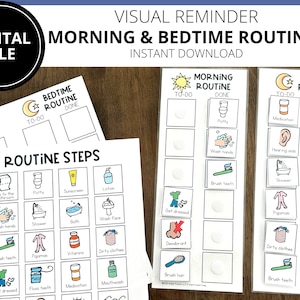 Morning & Bedtime Checklist Routines | Kids Schedule | ADHD Autism ASD | Executive Functioning | Routine Chart