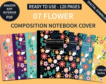 Floral Composition Notebook Cover Bundle | 7 Designs (Digital Download)