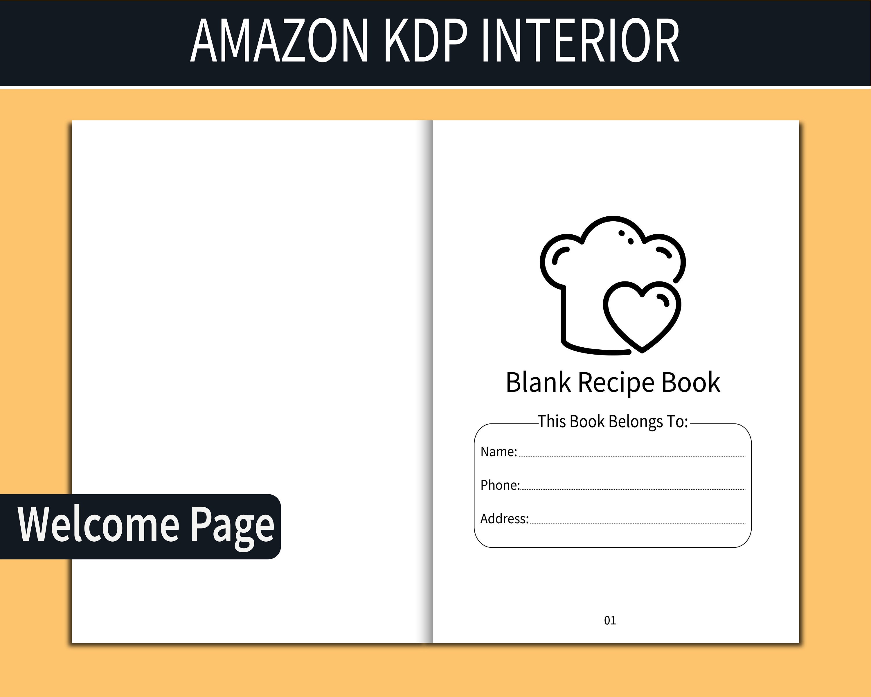 Blank Recipe Book Journal – KDP Interior Graphic by