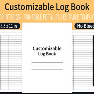 4 Column Customizable Log Book KDP Interior | 4 Column Multipurpose Log Book | Editable Template | Size 8.5&quot;x11&quot; inch | Ready To Upload PDF