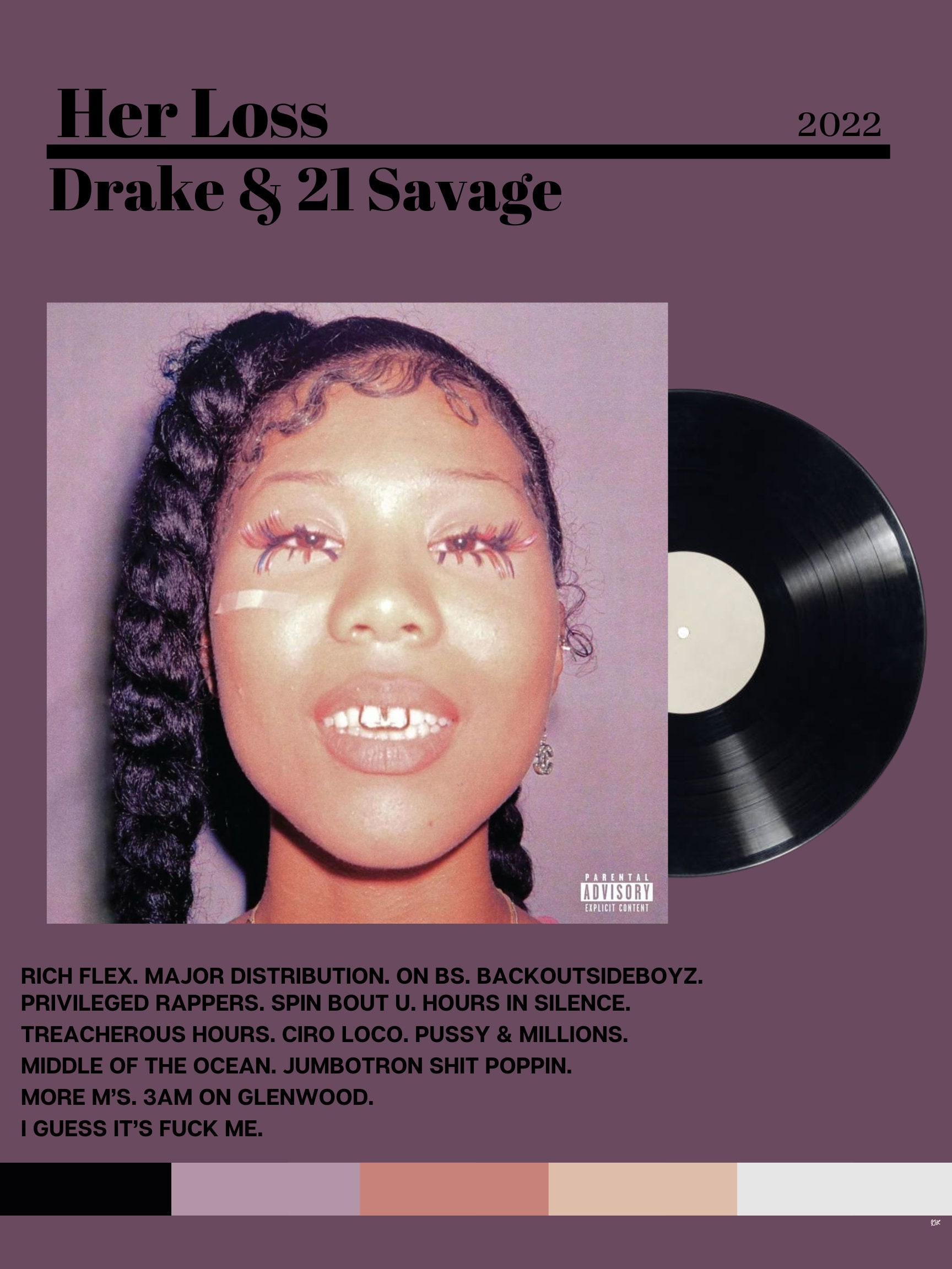 Drake & 21 Savage HER LOSS vinyl Album Cover 