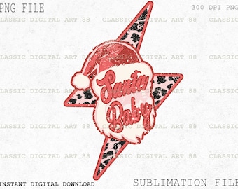 Santa Baby PNG, Santa Claus PNG, Christmas PNG, Retro Christmas Design, Sublimation Digital Download